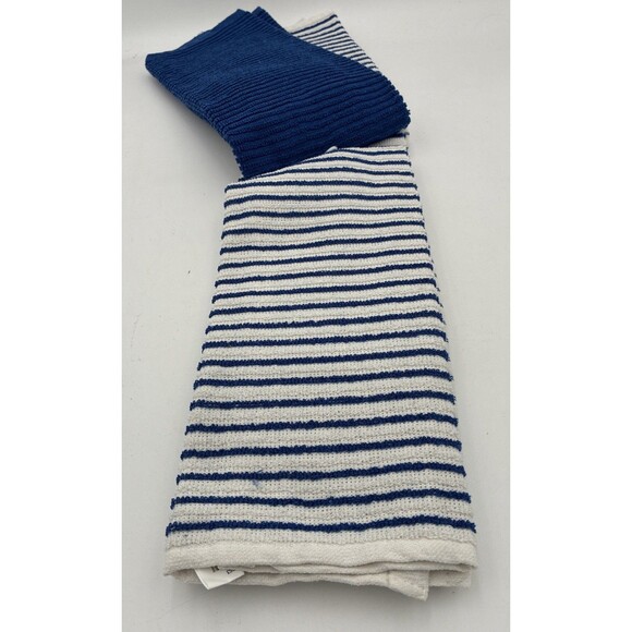 PANTRY KITCHEN TOWELS (3) white and blue 16 X 26 100% COTTON - Picture 3 of 5